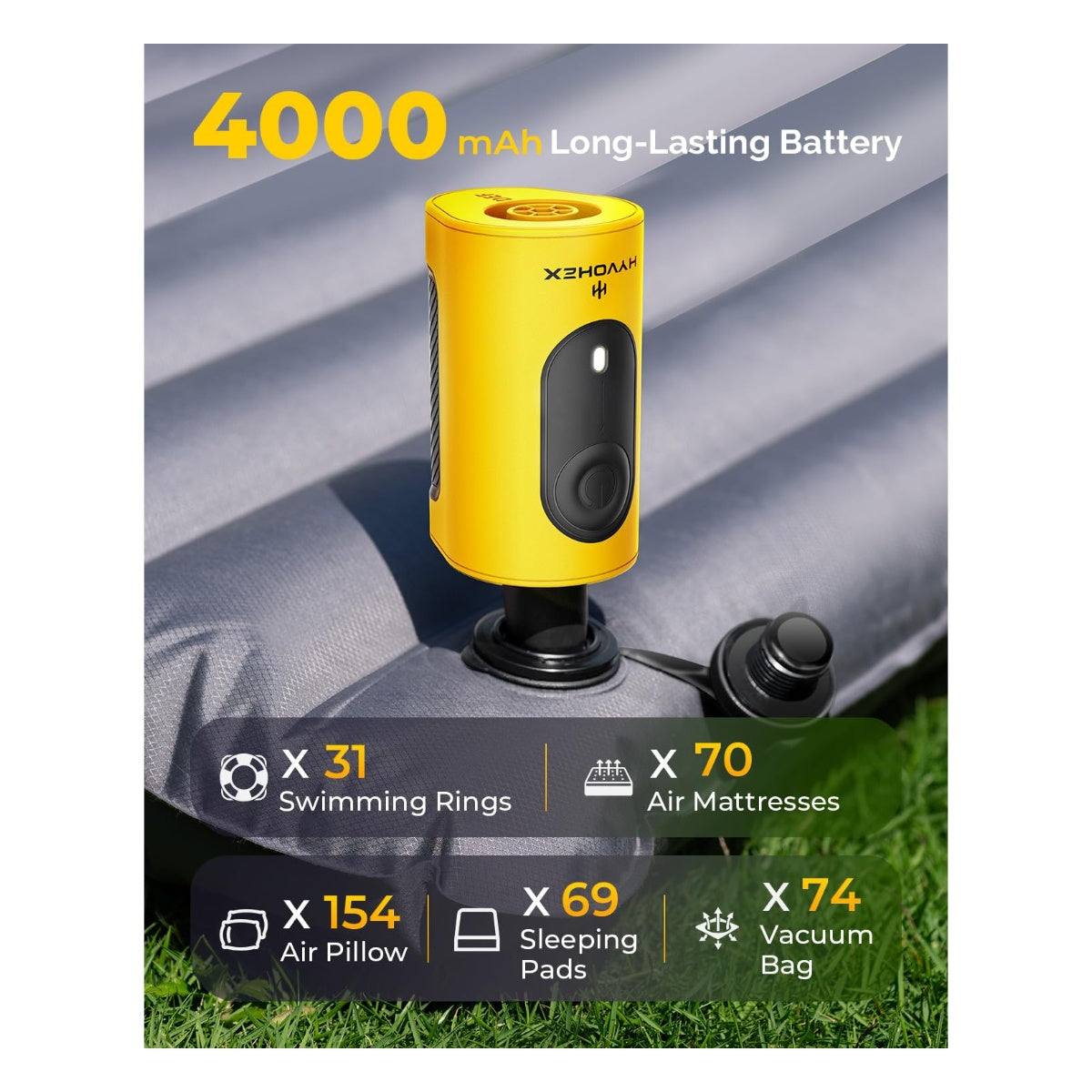 Portable Air Pump for Inflatables, 4000mAh Ultra F - View 5