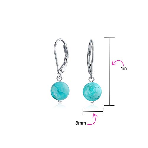 925 Sterling Silver Natural Gemstone 8MM Ball Drop Earrings - Product Imagery