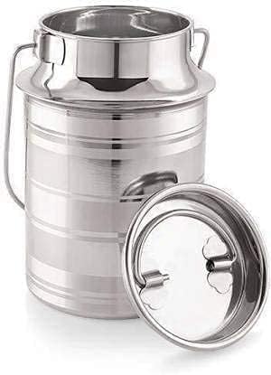 Stainless Steel Silver Color Milk Can, Ghee Pot Oil Canister - Product Imagery