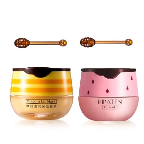 Krajiyya 2PCS Bee Balm Honey Pot,Propolis Moisturizing Lip Mask,Hydrat - View 1