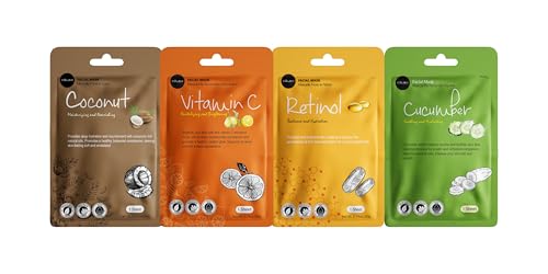 Celavi Korean Face Mask Sheet Set, Spa Masks, 12 Pack Collagen - Product Imagery
