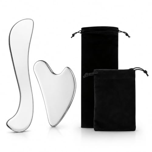 Stainless Steel Gua Sha Massage Tool Set for Face, Neck & Body - Product Imagery