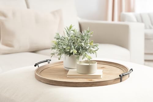 Kate and Laurel Bruillet Farmhouse Wood Round Ottoman Tray; 24 x - Product Imagery