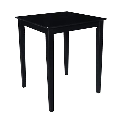 Solid Wood Top Dining Table, 36 Inch High, Black - Product Imagery