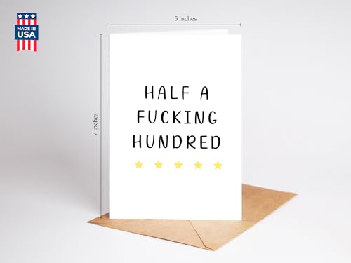 Half a Hundred Birthday Card - Funny 50th Birthday Gifts for - Product Imagery