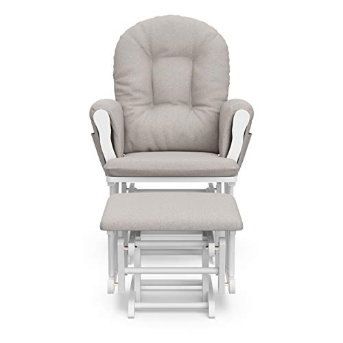 Storkcraft Premium Hoop Glider & Ottoman, White/Taupe Swirl - Product Imagery
