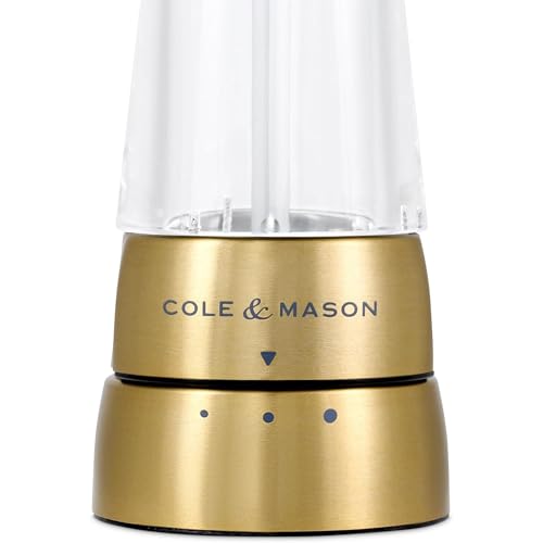 Cole & Mason Derwent Salt Grinder, 7.5" Salt Mill, Matte Gold - Product Imagery