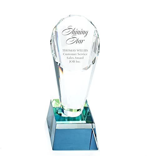 Baudville Engraved Crystal Spotlight Trophy - Clear Award - - Product Imagery