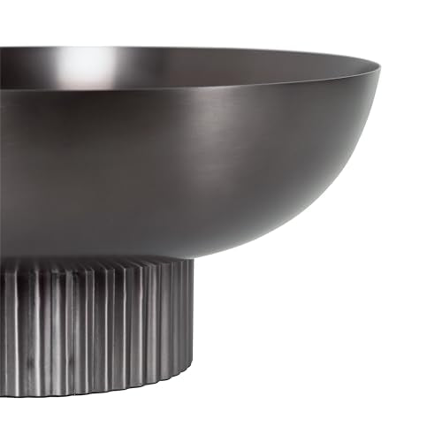 Kate and Laurel Rooks Ribbed Decorative Metal Bowl, 12 Inch - Product Imagery