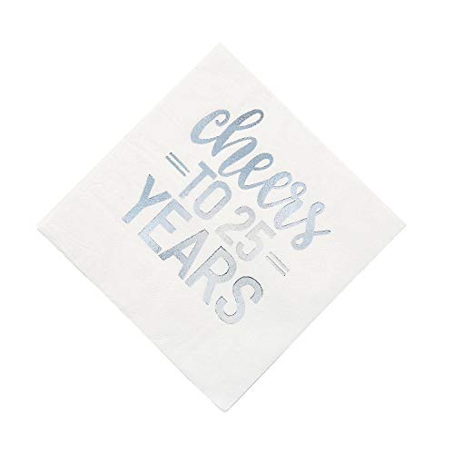 Elegant Foil-Stamped Silver Foil Cheers to 25 Years Luncheon - Product Imagery
