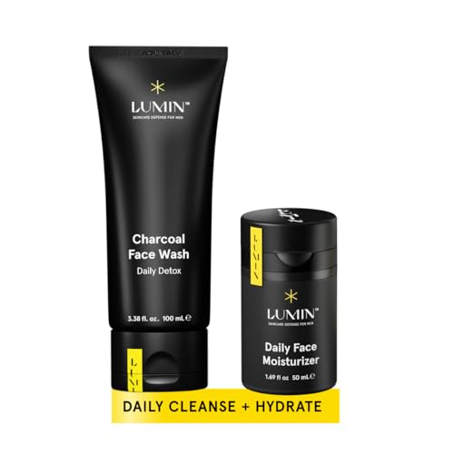 Lumin Dynamic Duo | Charcoal Face Wash & Daily Moisturizer for - Product Imagery