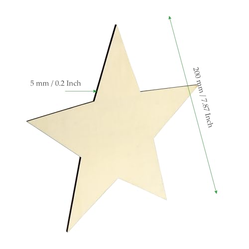 10 Pack 8 Inch Wooden Star Shapes, Large Patriotic Wood Star - Product Imagery