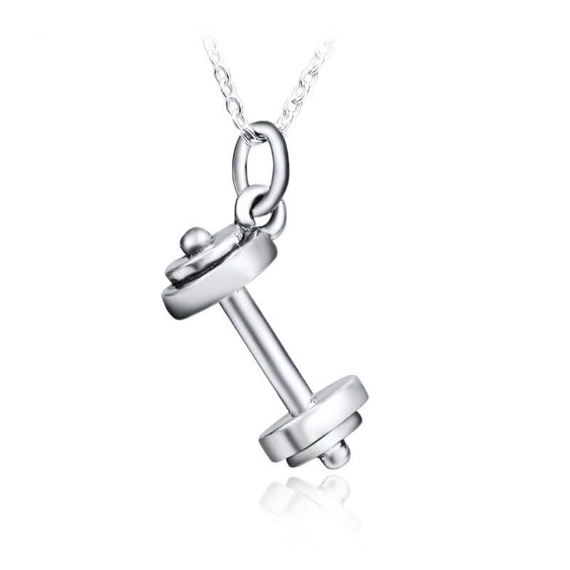 925 Sterling Silver Dumbbell Barbell Pendant Necklace - ANEKTIMITOS Official Imagery - 1