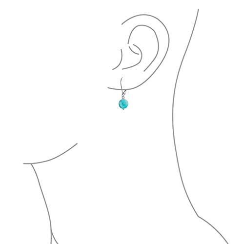 925 Sterling Silver Natural Gemstone 8MM Ball Drop Earrings - Product Imagery