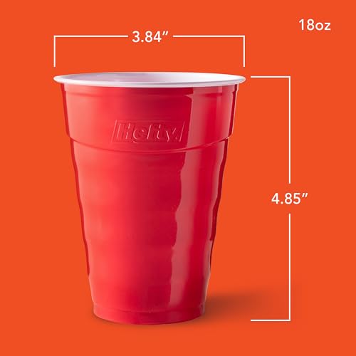 Hefty Easy Grip Disposable Plastic Cold Cups, Red, 18 Ounce, 50 - Product Imagery