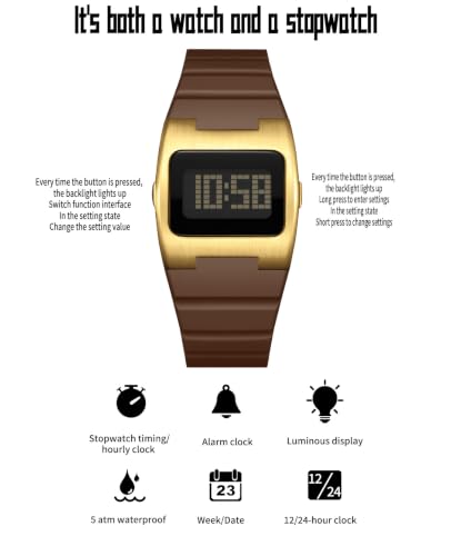 FANMIS Digital Watch for Men Women, Retro Y2K Square LED Watch, - Product Imagery