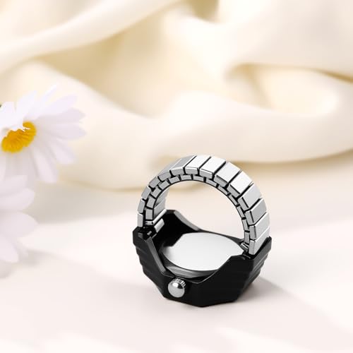 JewelryWe Men Women Finger Watch - Stretchy Elastic Band Octagon - Product Imagery