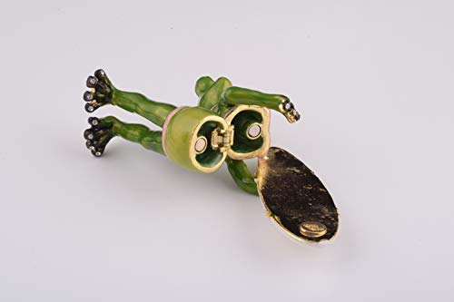 Keren Kopal Surfer Frog Trinket Box Figurine Decorated with - Product Imagery