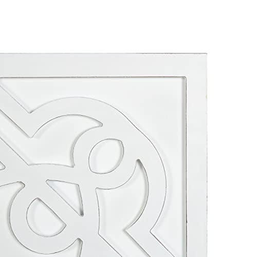 Kate and Laurel Mercador Square Wooden Wall Art Plaque, White, - Product Imagery