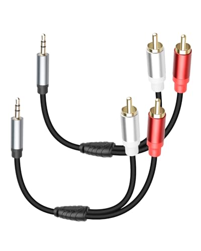 GELRHONR 3.5mm to 2 RCA Audio Cable 1FT, Short 1/8 Aux Male to 2R by GELRHONR - Angle View 1
