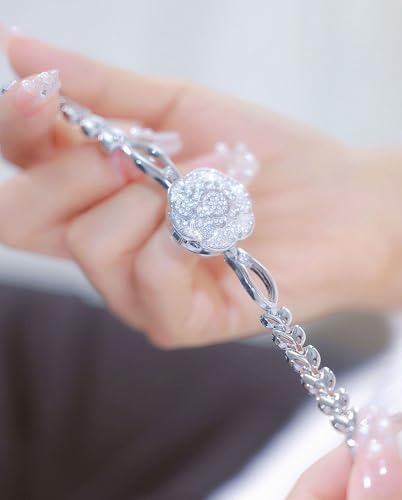 ADSBIAOYE Elegant Women's Watch Flower-Shaped Diamond flip - Product Imagery