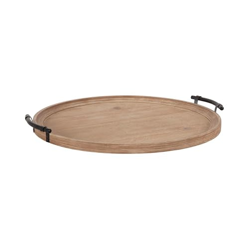 Kate and Laurel Bruillet Farmhouse Wood Round Ottoman Tray; 24 x - Product Imagery