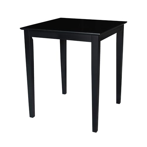 Solid Wood Top Dining Table, 36 Inch High, Black - Product Imagery