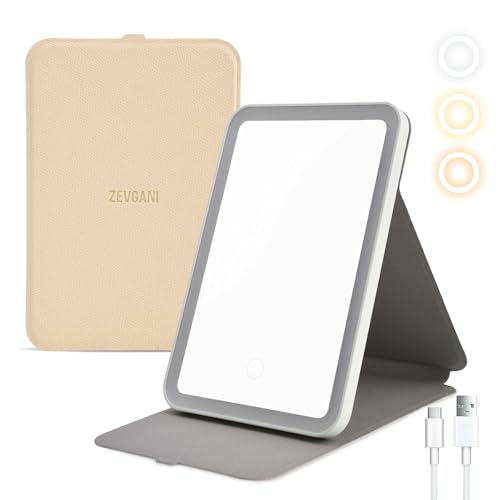 ZEVGANI Travel Lighted Makeup Mirror 3 Color Dimmable LED - ZEVGANI Official Imagery - 1