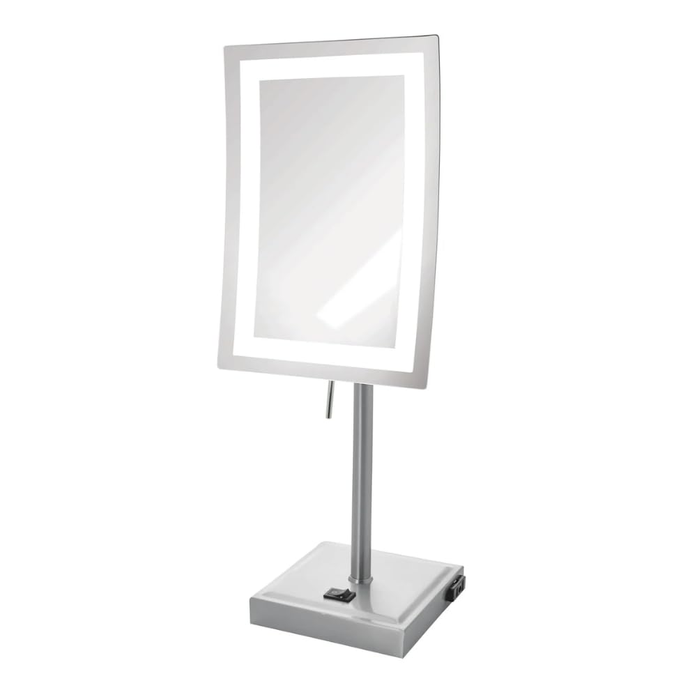 JERDON Lighted Makeup Mirror with 5X Magnification - Nickel - - Product Imagery