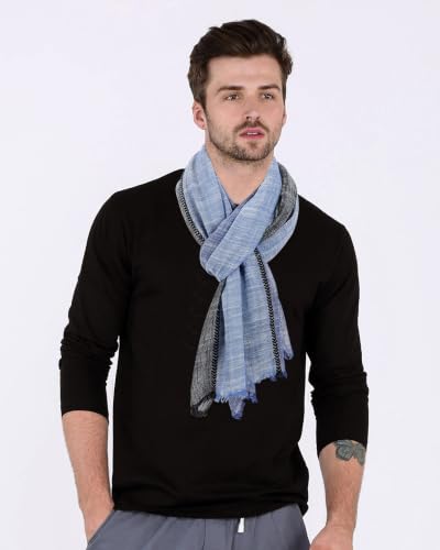 GERINLY Color Block Summer Scarf for Men Long Neck Wraps Shawl - Product Imagery