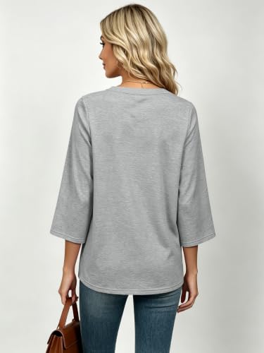 3/4 Length Sleeve Blouses for Women Dressy Casual Fall V Neck T - Product Imagery