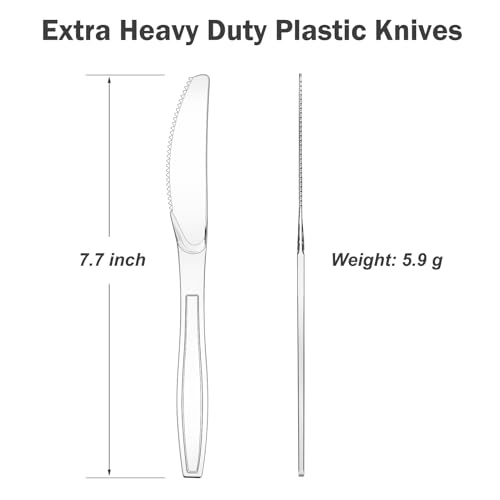 Dealusy 360 Count Extra Heavy Duty Clear Plastic Knives - Product Imagery