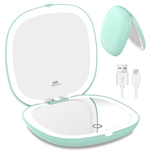 WOBSION 1x 10x Rechargeable Lighted Travel Makeup Mirror - WOBSION Official Imagery - 1