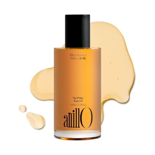 ANILLO Argan Jojoba Body Oil for Dry Skin, Fig Whisky Scent, 3.38 fl oz – Paraben Free, Silicone Free