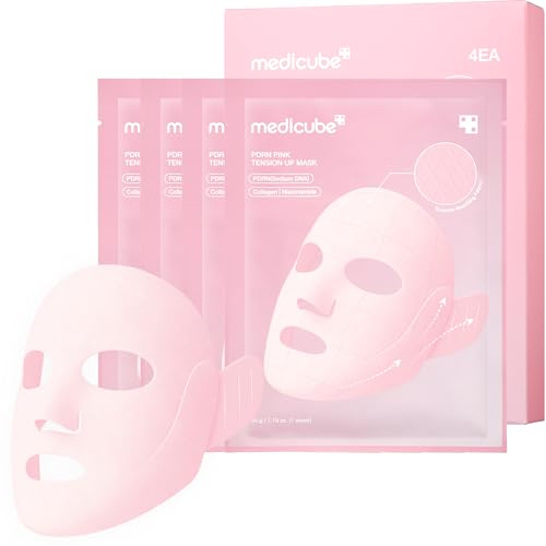 medicube PDRN Pink Tension Up Sheet Mask - 3-Step Contouring Mask - Product Imagery