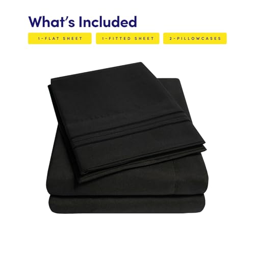 1500 Supreme Collection Queen Sheet Sets Black - Luxury Hotel - Product Imagery