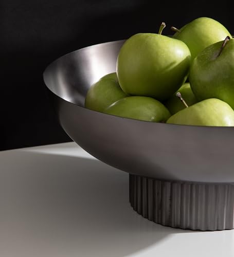 Kate and Laurel Rooks Ribbed Decorative Metal Bowl, 12 Inch - Product Imagery