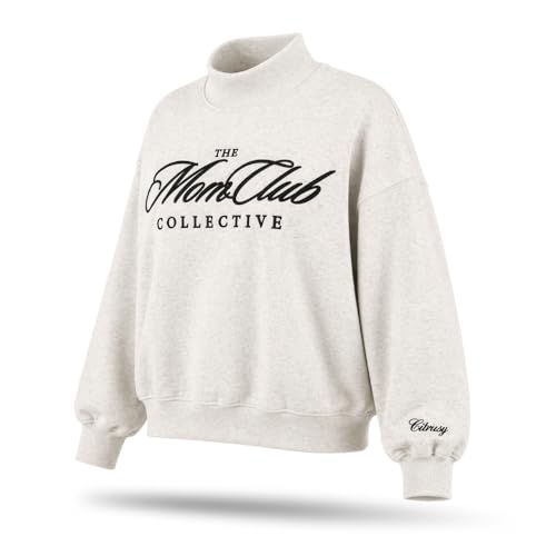 CITRUSY Mom Club Mockneck Oversized Sweatshirt | Turtleneck Mama - Product Imagery