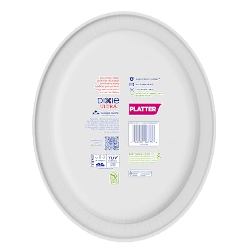 Dixie Ultra Disposable Paper Platters, 10" x 12.5", 25 Count - Product Imagery