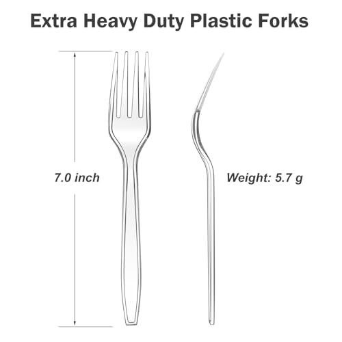 Dealusy 360 Count Extra Heavy Duty Clear Plastic Forks Disposable - Product Imagery