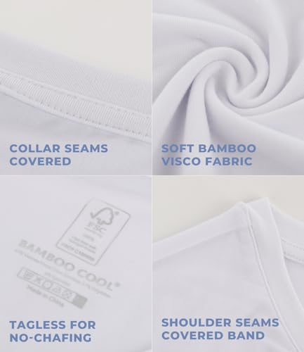 BAMBOO COOL Men's Undershirts V Neck, Moisture-Wicking Soft - Product Imagery