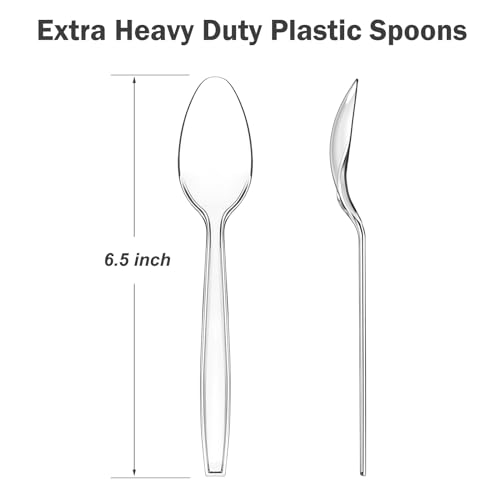 Dealusy 360 Count Clear Plastic Spoons Disposable - Product Imagery