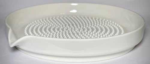 Premium Ceramic Garlic Grater Plate Set - Large White Modern - Product Imagery