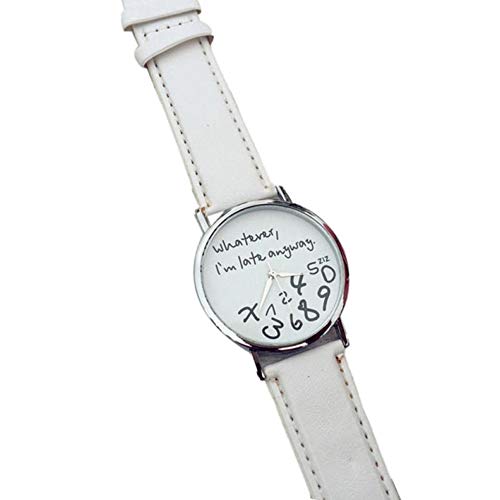 "Whatever, I'm late anyway" Print Leather Women Men Silver - Product Imagery