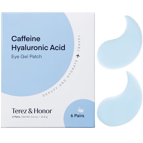 TEREZ & HONOR Caffeine Eye Patches - 6 Pairs Korean Hydrogel Under Eye Masks for Dark Circles, Puffiness, Bags - Undereye Brightening, Hydrating & Cooling, Travel & Gift Ready Skincare Eye Pads - TEREZ & HONOR Official Product View 1