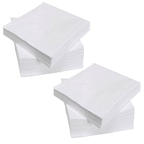 200 Count Napkins 2 Ply Plain White Beverage Napkins Disposable - Product Imagery
