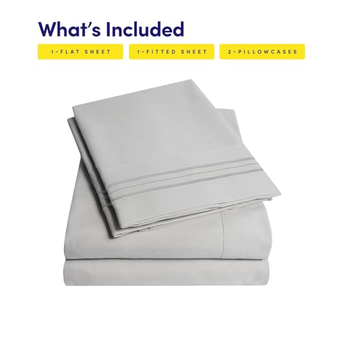 1500 Supreme Collection Queen Sheet Sets Light Gray Silver - - Product Imagery