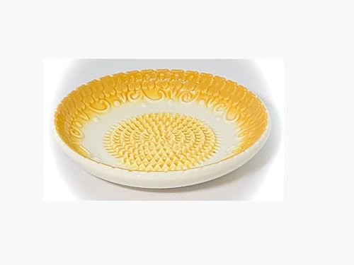 Premium Ceramic Garlic Grater Plate Set - Yellow Embossed - Product Imagery