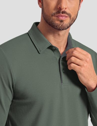 COOFANDY Men's Long Sleeve Polo Shirt Collared Performance Golf - Product Imagery