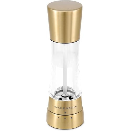Cole & Mason Derwent Salt Grinder, 7.5" Salt Mill, Matte Gold - Product Imagery
